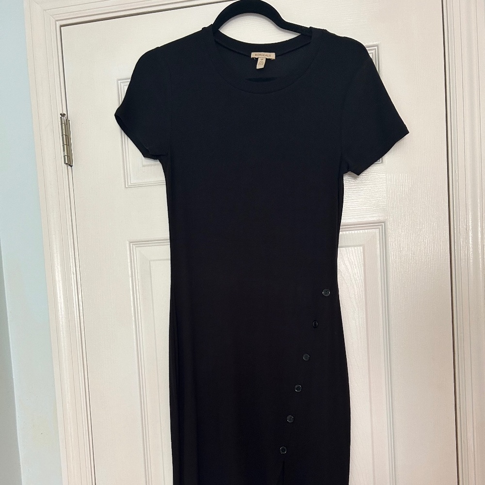 Black midi dress Anthropologie size small NWOT
